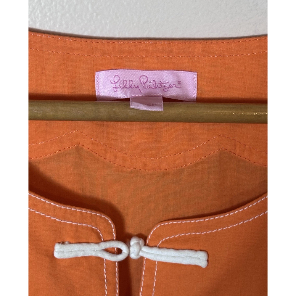Lilly Pulitzer Top Womens Small Orange Embroidered Poplin Tunic Blouse Eyelet S - Picture 2 of 13